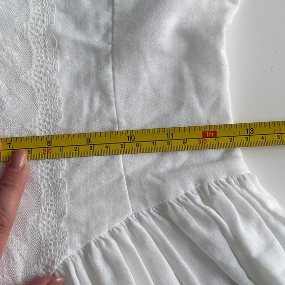 VTG Jessica McClintock for Gunne Sax White Lace Puff Sleeve Dress XS Cottagecore - Picture 4 of 13